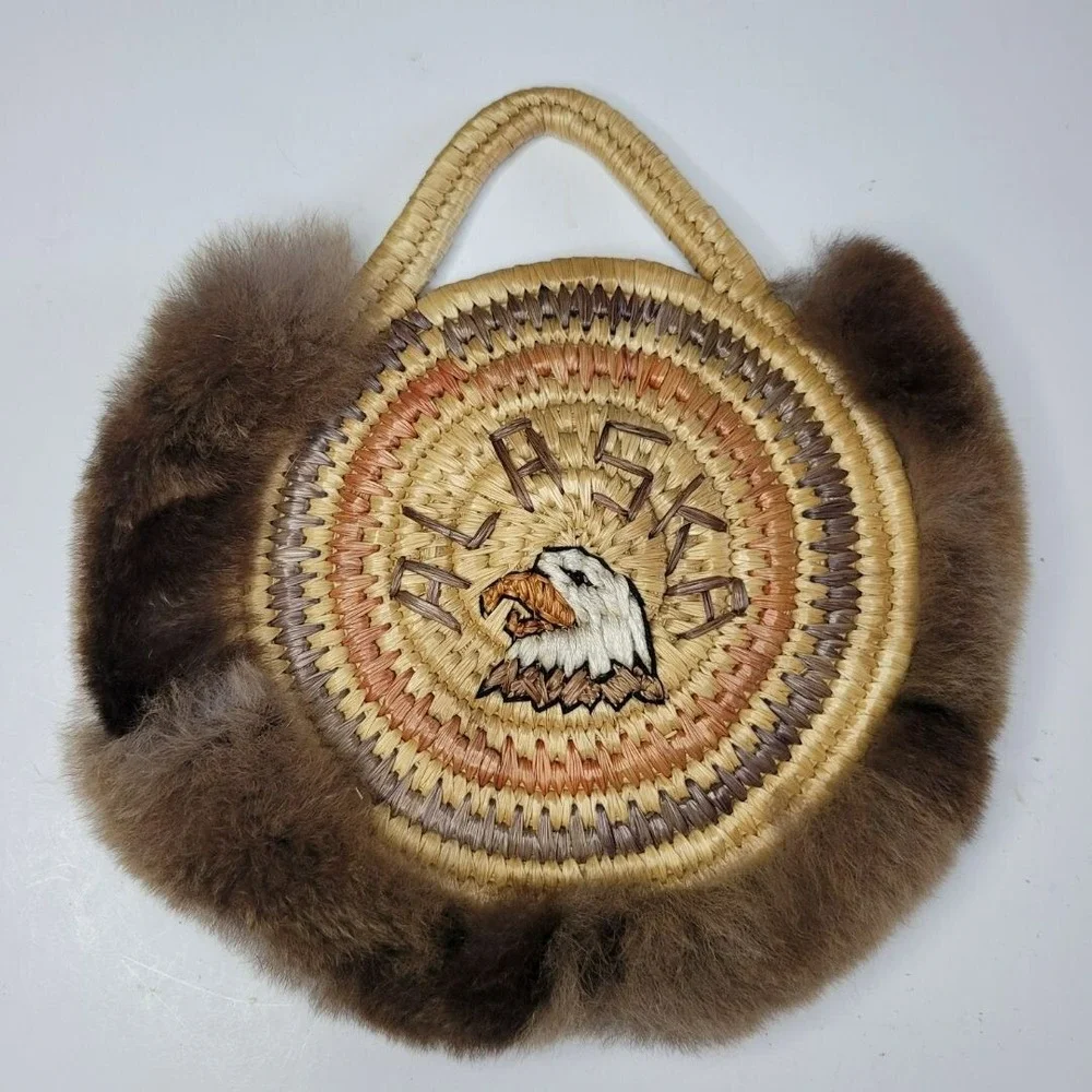 Alaska Native Handmade Fur Weave Quilted‎ Wall Art Hanging Theresa Mike USA Made
